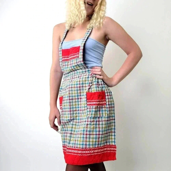 Vintage 1960's Greek Tie Back Full Artist Kitchen Cooking Apron - Picture 4 of 7